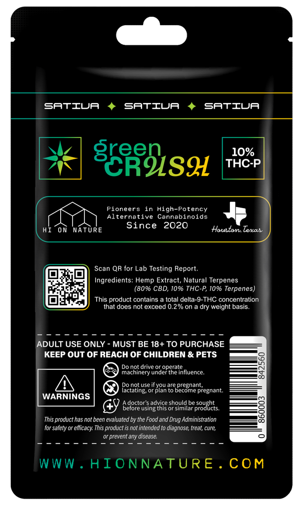 Hi On Nature 0.5g THCP Vape - Green Crush