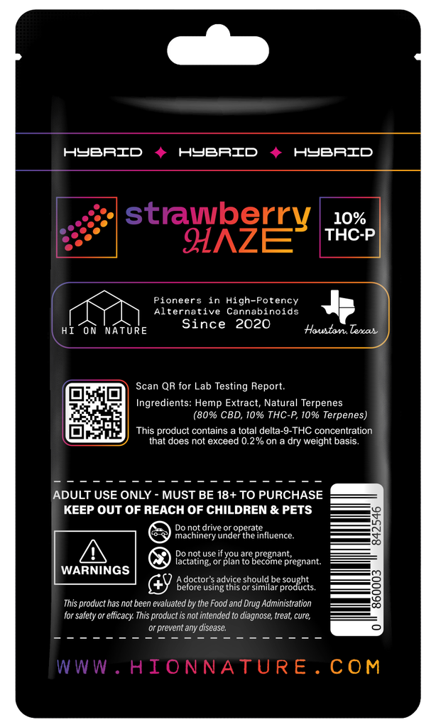 Hi On Nature 0.5g THCP Vape - Strawberry Haze